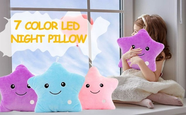 Creative Toy Luminous Relax Body Pillow Soft Stuffed Plush Glowing Colorful Star Shape