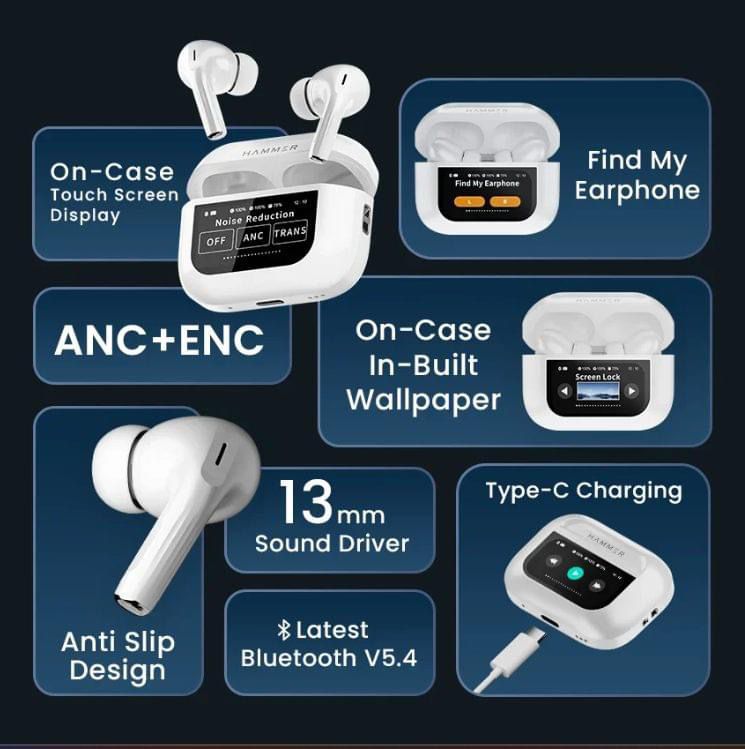 Airpods-Pro A9 ANC/ENC Dauble Dark Noise Reduction Battery Display Touch Control