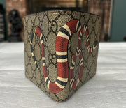Gucci Bifold Wallet Beige GG Supreme Signature Canvas Kingsnake Snake Print