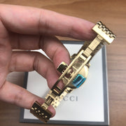 Gucci G-Timeless Gold Stainless Steel Silver Dial Quartz Watch for Ladies- YA1264155