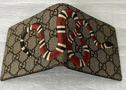 Gucci Bifold Wallet Beige GG Supreme Signature Canvas Kingsnake Snake Print