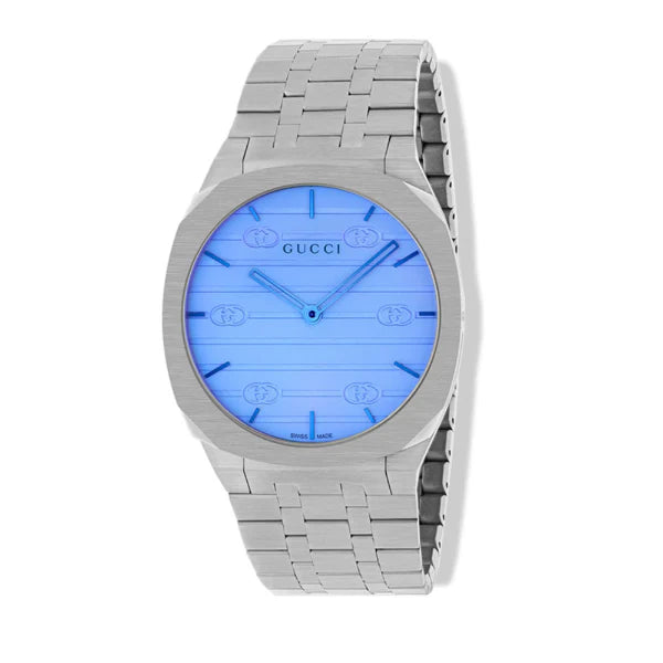 Gucci Gucci 25H Silver Stainless Steel Blue Dial Quartz Unisex Watch - YA163408