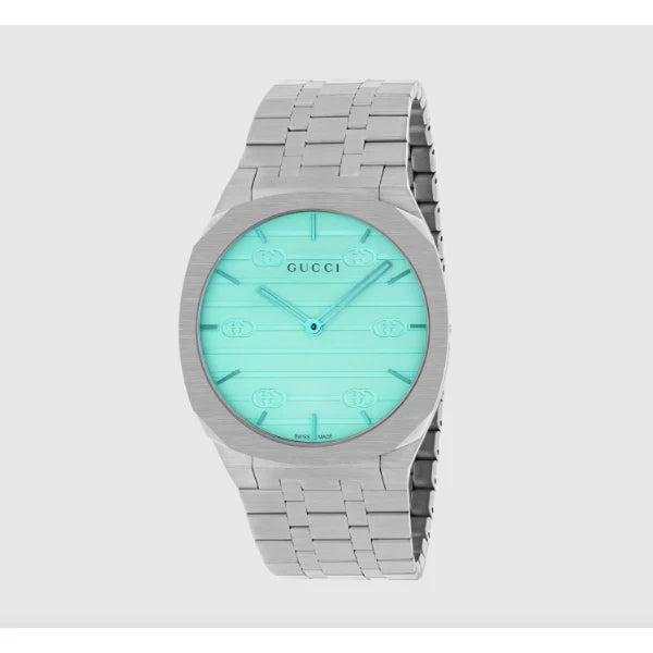 Gucci Gucci 25H Silver Stainless Steel Blue Dial Quartz Unisex Watch - YA163408