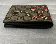 Gucci Bifold Wallet Beige GG Supreme Signature Canvas Kingsnake Snake Print