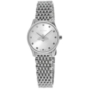 Gucci G-Timeless Silver Stainless Steel Silver Dial Quartz Watch for Ladies - GUCCI YA 1265019
