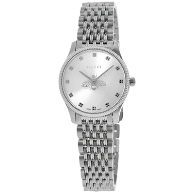 Gucci G-Timeless Silver Stainless Steel Silver Dial Quartz Watch for Ladies - GUCCI YA 1265019