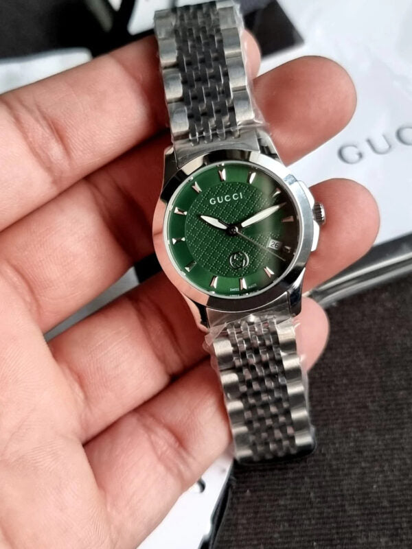 Gucci Women’s Swiss Made Quartz Stainless Steel Green Dial 27mm Watch YA1265008